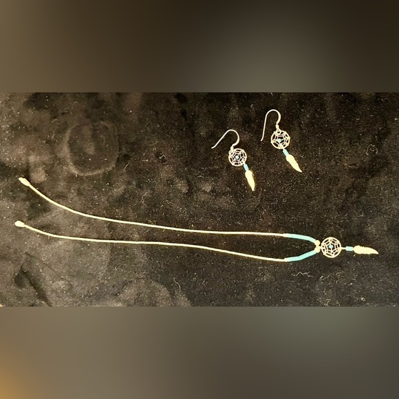 Sterling Silver and Turquoise Dreamcatcher Jewelry Set Native American Southwest - Picture 10 of 16